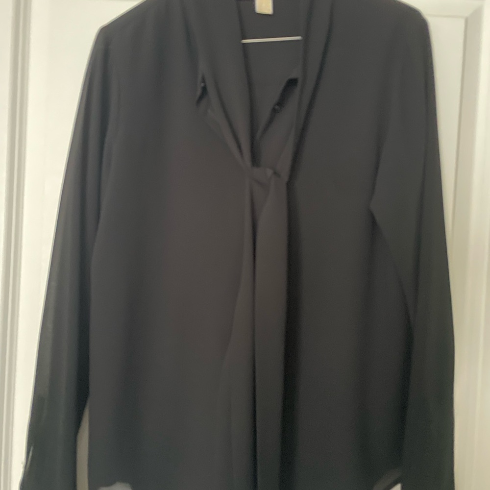 Michael Kors Black Tie Front Blouse